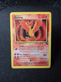 1999 Pokemon Moltres TCG Card 27/62 Fossil Non-Holo Unlimited Mint - Image 1