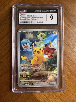 Pokemon Pikachu Promo 004/Sv-p Chinese CGC 9 - Image 1