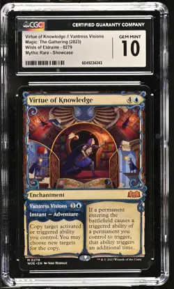 VIRTUE OF KNOWLEDGE Wilds of Eldraine Showcase Mythic CGC 10 MTG [Nostalgium] - Image 1