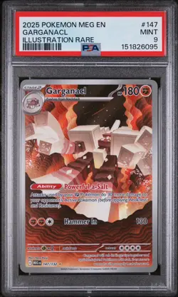 PSA 9 Mint Garganacl Illustration Rare #147 Pokemon Mega Evolution 2025 - Image 1
