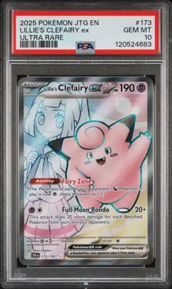 Pokemon PSA 10 GEM MINT Lillie's Clefairy ex 173/159 Journey Together Ultra Rare - Image 1
