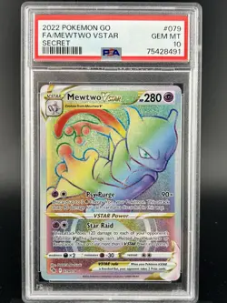2022 Pokemon Go Full Art FA/Mewtwo VSTAR (Secret) #079 PSA 10 - Image 1