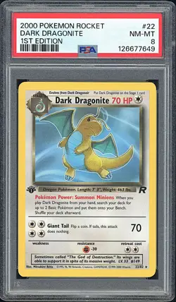 DARK DRAGONITE 2000 Pokemon Team Rocket 1st Edition #22 - PSA 8 - Image 1