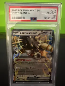 2025 POKEMON WHT EN-WHITE FLARE #077 BOUFFALANT EX PSA 10 - Image 1