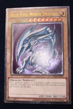 YuGiOh! Blue-Eyes White Dragon OP28-EN001 Ultimate Rare Video Euro Low GEM - Image 1