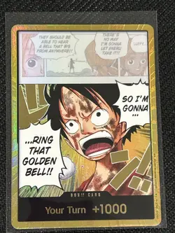 One Piece CCG Don!! Foil Card Luffy Ring That Golden Bell Standard English - Image 1