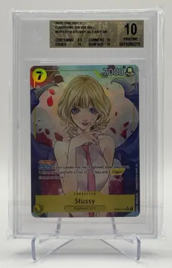 Bandai One Piece Carrying on His Will Stussy OP13-110 SR Alt Art Foil BGS 10 - Image 1
