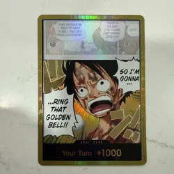 One Piece Luffy Ring That Golden Bell!! Gold Foil Don!! Bandai English Card - Image 1