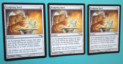 Magic the Gathering MTG Mirrodin SCULPTING STEEL X 3 VLP/EX R 2003 NICE! - Image 2