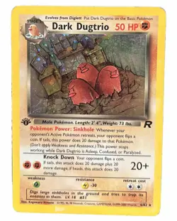 DARK DUGTRIO Pokemon Card - WOTC - 1st Edition - Team Rocket - 6/82 - HOLO - NM - Image 1