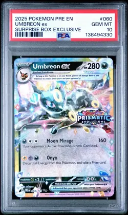 2025 Pokemon Umbreon Surprise Box Exclusive Prismatic Evolutions #060 PSA 10 Gem - Image 1