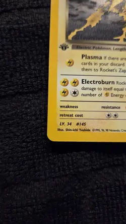 Pokemon TCG Team Rocket 1st Ed Rocket's Zapdos 15/132 Holo (Gym Challenge) - Image 3