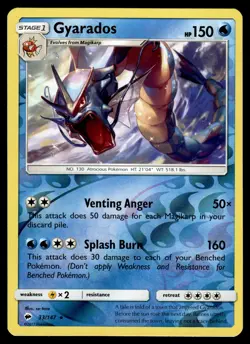 Gyarados Reverse Holo 33/147 SM - Burning Shadows Pokemon - Image 1