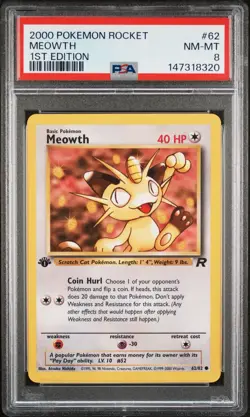 2000 Pokemon Rocket Meowth 1st Edition - Image 3