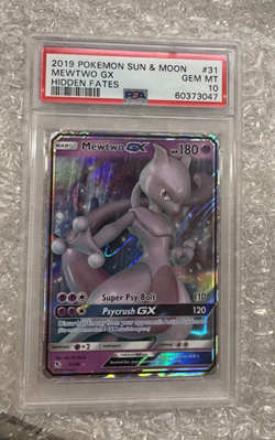 2019 Pokemon Sun & Moon Mewtwo GX Hidden Fates PSA Gem Mint 10 - Image 1