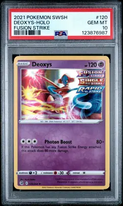 2021 POKEMON SWORD & SHIELD FUSION STRIKE #120 DEOXYS-HOLO PSA 10 - Image 1