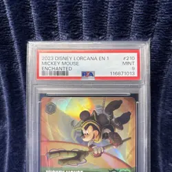 2023 DISNEY LORCANA EN 1-THE FIRST CHAPTER #210 MICKEY MOUSE ENCHANTED PSA 9 - Image 2