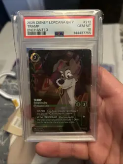 2025 DISNEY LORCANA EN 7-ARCHAZIA'S ISLAND #212 TRAMP - ENTERPRISING DOG PSA 10 - Image 1