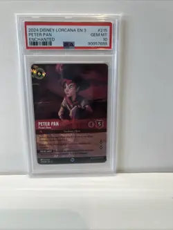 2024 Disney Lorcana EN3 PETER PAN Pirate’s Bane 215/204 ENCHANTED PSA 10 GEM MT - Image 1