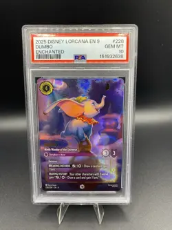 2025 DISNEY LORCANA EN 9-FABLED 228 DUMBO-9th WONDER OF THE UNIV ENCHANT. PSA 10 - Image 1