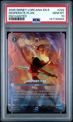 2025 DISNEY LORCANA EN 8-REIGN OF JAFAR | ENCHANTED #222 DESPERATE PLAN PSA 10 - Image 1