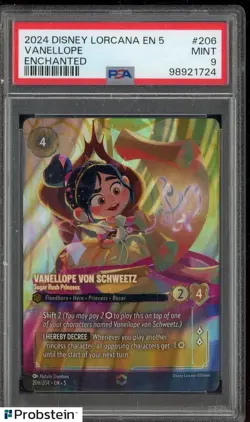 2024 Disney Lorcana EN 5 Enchanted #206 Vanellope PSA 9 MINT - Image 1