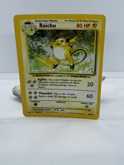Pokemon TCG Raichu Holo Rare Card Base Set, 14/102, Unlimited MP - Image 1