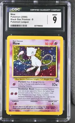 Mew Promo 9 Holo CGC 9 Black Star Promo Pokemon League 2000 Holo Pokemon Card - Image 1