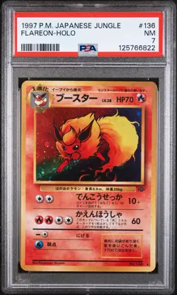 1997 POKEMON JAPANESE JUNGLE #136 FLAREON - HOLO TCG Cards PSA 7 - Image 1