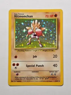 Hitmonchan 7/102 Base Set Rare Holo Pokemon Card WOTC 1999 - Excellent - Image 1