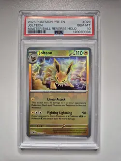 PSA 10 Jolteon #029 Master Ball Prismatic Evolutions Reverse Holo Pokemon GEM MT - Image 1
