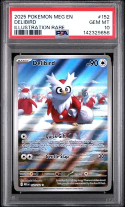 2025 Pokemon Meg En-Mega Evolution #152 Delibird Illustration Rare PSA 10 - Image 1