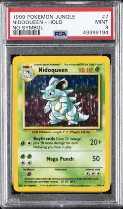 1999 POKEMON JUNGLE NO SYMBOL #7 NIDOQUEEN-HOLO PSA 9 - Image 1