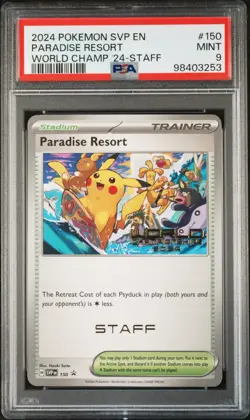 PSA 9 Pokemon World Championships 2024 STAFF Promo SVP Paradise Resort #150 - Image 1