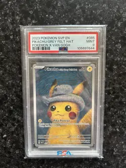2023 POKEMON SVP POKEMON X VAN GOGH #085 PIKACHU WITH GREY FELT HAT PSA 9 - Image 1