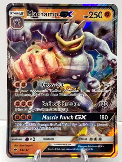 Pokemon Machamp GX 64/147 Burning Shadows Sun & Moon ULTRA RARE - Image 2