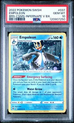 Empoleon PSA 10 Cosmos Holo Brilliant Stars 037/172 Infernape V Box Pokemon Card - Image 1