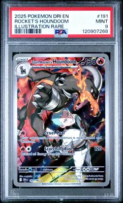 Team Rocket's Houndoom PSA 9 Illustration Rare Destined Rivals IR Pokemon Card - Image 1