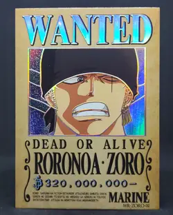 One Piece Roranoa Zoro Wanted Bounty Poster Card Holo Foil WR-ZORO-02 Marine - Image 1