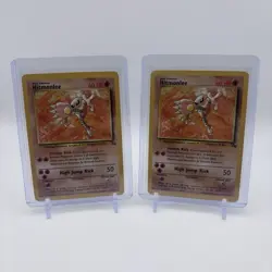 2X Hitmonlee 22/62 Pokemon Card Vintage Non-holo Rare Fossil Wotc 1999 NM - Image 1