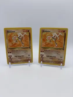 2X Hitmonlee 22/62 Pokemon Card Vintage Non-holo Rare Fossil Wotc 1999 NM - Image 2