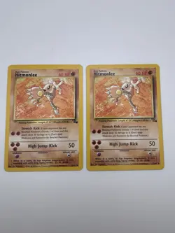 2X Hitmonlee 22/62 Pokemon Card Vintage Non-holo Rare Fossil Wotc 1999 NM - Image 4