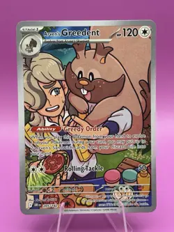 Pokemon TCG Arven's Greedent 205/182 Destined Rivals Illustration Rare Card - Image 1