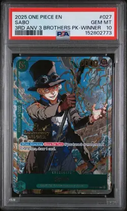 2025 One Piece 3rd Anniversary Tournament 3 Brothers Pack Sabo Winner 027 PSA 10 - Image 1