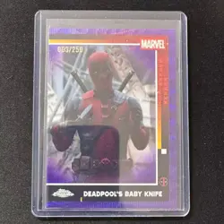 👟LQ 2025 TOPPS CHROME DEADPOOL PURPLE WAVE DEADPOOL'S BABY KNIFE /250 - Image 1