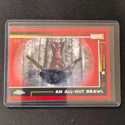 👟LQ 2025 TOPPS CHROME DEADPOOL RED REFRACTOR AN ALL-OUT BRAWL /5 - Image 1