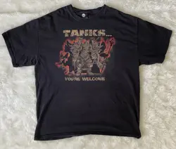 BLIZZARD WORLD OF WARCRAFT TANKS YOURE WELCOME GRAPHIC T-SHIRT SIZE L JINX - Image 1