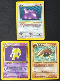 1999 Pokemon Fossil Italian Cards Lot (3) Hypno Ditto Kabuto Rare Non-Holo LP - Image 1