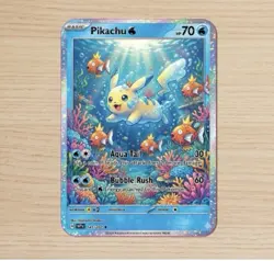 Pokemon Water Type PIKACHU Trading Card Glossy Front Only 50 Printed - Image 1