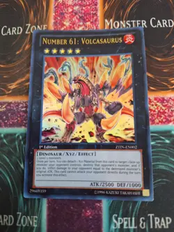 Yugioh Number 61: Volcasaurus ZTIN-EN002 Ultra Rare 1st Edition Near Mint - Image 1
